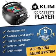 KLIM Boombox Bluetooth: Leitor CD/Cassete, Rádio AM/FM, USB e Som Estéreo Potente - imagem 3
