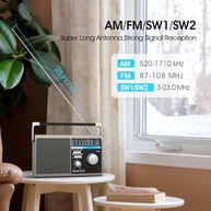 Rádio AM FM Portátil Retro Bluetooth com Melhor Recepção e Som Potente - imagem 3
