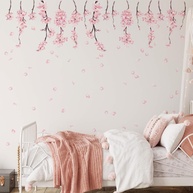 Adesivo de Parede Floral - Decore com Charme e Elegância | Ramos de Cerejeira Rosa para Quarto e Sala - imagem 1