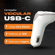 Carregador Veicular Turbo 38W 3 Portas USB-C/Lightning - Carga Rápida PD/QC 3A para iPhone 15/16 e Androids - Homologado ANATEL - imagem 3