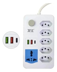 Tomada Extensão Elétrica 6 Entradas com USB-C: Carregamento Rápido e Seguro - imagem 1