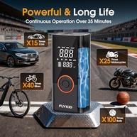 FLYKID Compressor de Ar Portátil 150PSI: Inflador Digital Rápido para Pneus de Carro, SUV, Moto e Bike | Luz LED e Bateria Recarregável - imagem 5