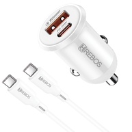 Kit Carregador Veicular Mini 20W Turbo Tipo C: Carregamento Rápido e Seguro para Android e iPhone 15 Pro Max - Branco - imagem 1