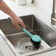 Escova de Limpeza Multiuso com Raspador - Cerdas Firmes para Rejunte, Cozinha, Banheiro e Pisos - Edmix (Cinza e Verde) - imagem 1