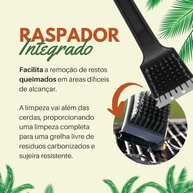 Escova de Aço com Raspador para Grelha de Churrasco 30cm - Limpeza Profunda e Fácil - imagem 3