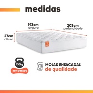 Cama Box Colchão Casal King Molas Ensacadas Real 193x203x65cm - Conforto e Sustentação Premium com Design Moderno - imagem 5