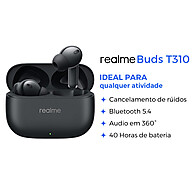 Realme Buds T310: ANC de 46dB e 40h de bateria - imagem 1