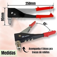 Alicate Rebitador Manual 90° Ajustável MTX 250mm - 4 Bicos Profissional para Construção e Indústria - imagem 3
