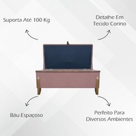 Puff Recamier Baú 100cm Versallies Boucle Rosê - Conforto e Estilo para o Quarto - imagem 5