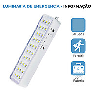 Luminária de Emergência LED: Kit 3, Bivolt e Recarregável - imagem 2