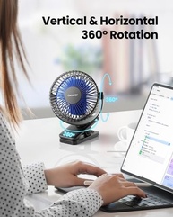 Ventilador Portátil Gaiatop 360° Silencioso com Bateria Recarregável - 3 Velocidades, USB, para Mesa, Carrinho e Viagens - imagem 3