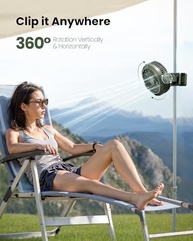 Gaiatop Ventilador Portátil Recarregável com Luz LED | 4000mAh, 3 Velocidades, Oscilação 360° - imagem 4