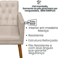 Poltrona Decorativa com Puff Bege Moderna e Resistente para Sala e Recepção - imagem 4