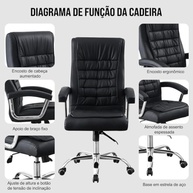 Cadeira de Escritório Profissional com Encosto Alto, Apoio Lombar e Reclínio - Até 200kg - imagem 5