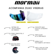 Capacete Mormaii Neon Red: Segurança e Estilo Original com Viseira Camaleão + Transparente - imagem 3