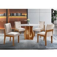 Conjunto Sala de Jantar Nuance 110cm Mesa Redonda com 4 Cadeiras Monaco - Estilo Moderno - imagem 2