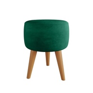 Puff Redondo Estofado com Pé Palito - Assento Decorativo Moderno em Verde-Musgo - imagem 4
