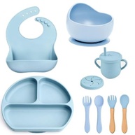 Kit Refeição Silicone para Bebês - 10 Peças com Ventosa, Prato, Copo e Talheres Seguros para Introdução Alimentar - imagem 2