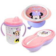 Kit Refeição Plástil da Minnie - Tigela que Gruda, Copo com Alça e Pratinho com Colher - imagem 1
