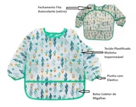 Babador Manga Longa BLW Kit 2 Unidades - Flamingo e Cactos | Estilo e Proteção para Refeições Saudáveis - imagem 4