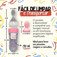 Colher de Silicone Dosadora 90ml Rosa - Segura, Macia e Prática para Refeições Infantis - imagem 3