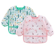Babador Manga Longa BLW Kit 2 Unidades - Flamingo e Cactos | Estilo e Proteção para Refeições Saudáveis - imagem 1