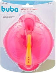 Kit Prato Bowl com Tampa e Colher Buba Toys Rosa - Refeições Práticas e Seguras para Bebês - imagem 4