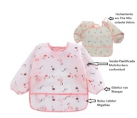 Babador Manga Longa BLW Kit 2 Unidades - Flamingo e Cactos | Estilo e Proteção para Refeições Saudáveis - imagem 5