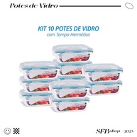 Conjunto 10 Potes de Vidro 640ml com Tampa Hermética - Ideal para Refeições e Organização - imagem 4
