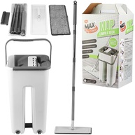 Flat Mop com Balde e Rodo - Esfregão Giratório 360° com Refil 6L Branco - imagem 1