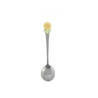 Colher de Aço Inox com Flores Amarelas - Elegância Refinada para Sobremesas e Sopas - imagem 1