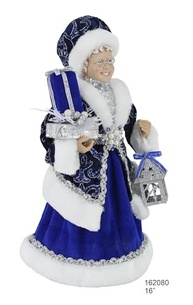 Mrs. Papai Noel Azul Brilhante - Estátua de Natal Elegante 40,6 cm - Decoração Refinada para Sua Casa - imagem 4