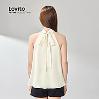 Blusa Casual Lisa Drapeada com Amarração nas Costas - Lovito Refine - imagem 2