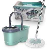 Mop Balde Giratório Pró Verde com Centrífuga em Inox - 2 Refis Microfibra, Balde 7L, Cabo 140cm - imagem 1