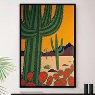 Quadro Nordeste Cacto Sertão Decorativo A3 35x45cm - Moldura Premium Madeira Reflorestada - imagem 2