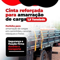 Kit 2x Cinta Amarração Carga 1,5 Toneladas com Catraca Metálica Reforçada Laranja - imagem 3