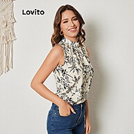 Regata Lovito Plissada com Botões: Estilo Casual e Conforto - imagem 1