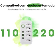 Régua de Energia Premium: 5 Tomadas, 4 USB-A, 2 USB-C, Cabo 2m Bivolt - Carregamento Inteligente - imagem 5