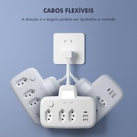 Régua de Energia Inteligente: Extensão Elétrica com 3 Tomadas, 2 USB e 1 USB-C (110-220V, 2200W) - imagem 5