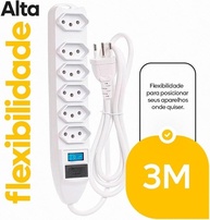 Régua de Tomadas Tripolar 6 Saídas 3m Bivolt com Fusível de Proteção - Segurança e Praticidade para Seus Eletrônicos! - imagem 5