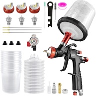 Kit de Pintura com Pistola de Ar LVLP A610 - Bicos 1,3/1,7/2,0mm, Regulador, Copo 650ml, Tintas e Acessórios - imagem 1