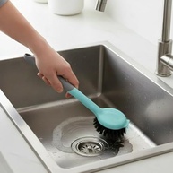Escova de Limpeza Multiuso com Raspador - Cerdas Firmes para Rejunte, Cozinha, Banheiro e Pisos - Edmix (Cinza e Verde) - imagem 2