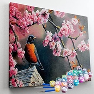 Kit de Pintura Terapêutica Pássaro nas Cerejeiras - 40x50cm - Relaxamento e Criatividade - imagem 2