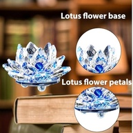 Escultura de Flor de Lótus em Cristal Azul - Decoração Elegante para Ambientes de Relaxamento - imagem 5