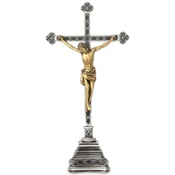 Crucifixo em Pé 20cm - Decoração Religiosa Pintado à Mão para Mesa e Altar Católico - imagem 1