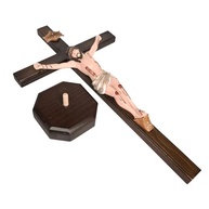 Crucifixo de Mesa 50 cm - Decoração Religiosa Elegante em Madeira Marrom - imagem 5