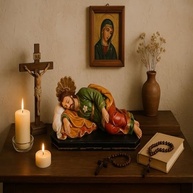 Imagem de São José Dormindo em Resina 18cm - Escultura Religiosa com Bênçãos e Proteção - imagem 4
