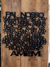Quadro Decorativo Pai Nosso Vazado em MDF 3mm - 30x30 cm Preto | Arte Religiosa com Recorte Laser - imagem 4