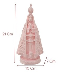 Imagem Nossa Senhora Aparecida Rosa em Gesso 21cm - Escultura Religiosa com Acabamento Detalhado - imagem 3