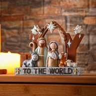 Conjunto de Presépio em Resina com Mensagens de Jesus - Decoração Religiosa de Mesa para Natal - imagem 3